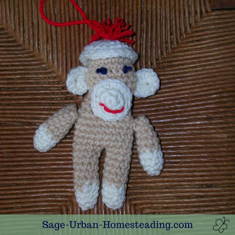 crochet sock monkey ornament